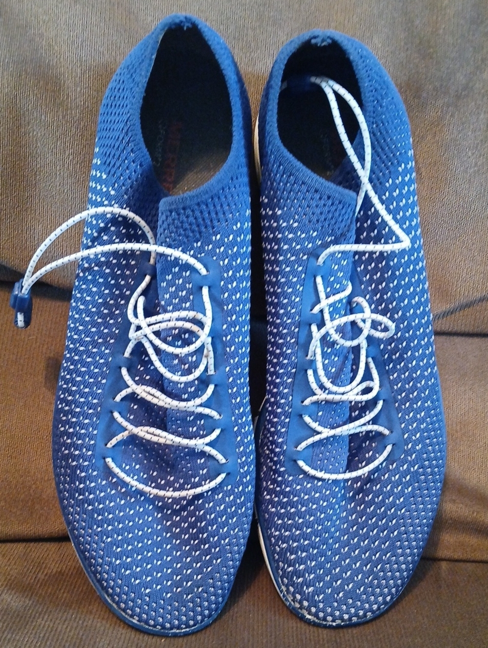 Merrell Womens Navy Knit Slip-On Sneakers with White Accents